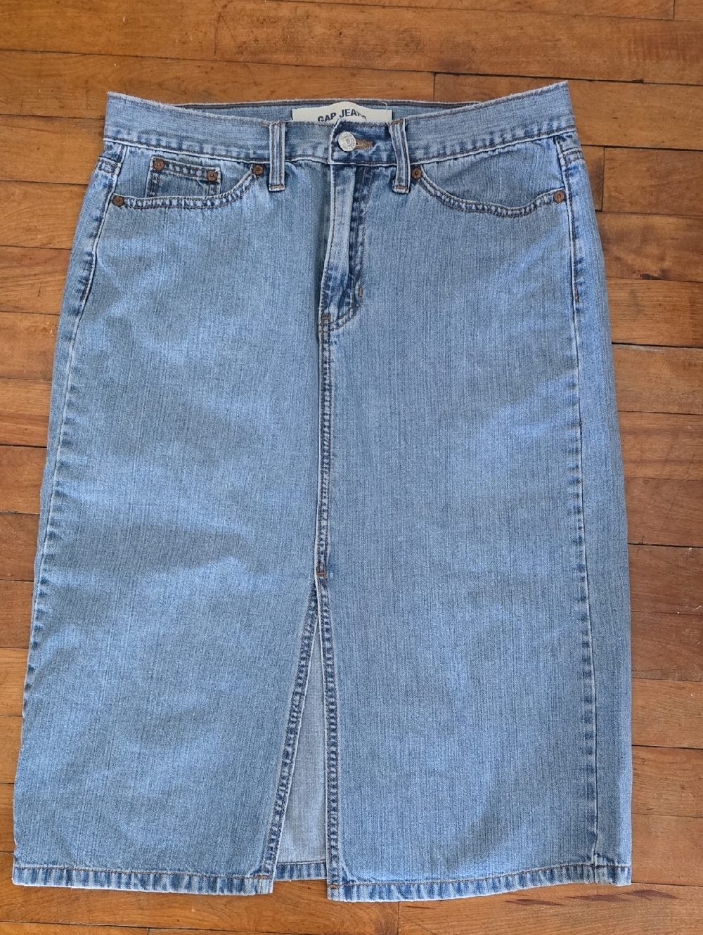 GAP Light Blue Straight Leg Denim Skirt with Front Slit